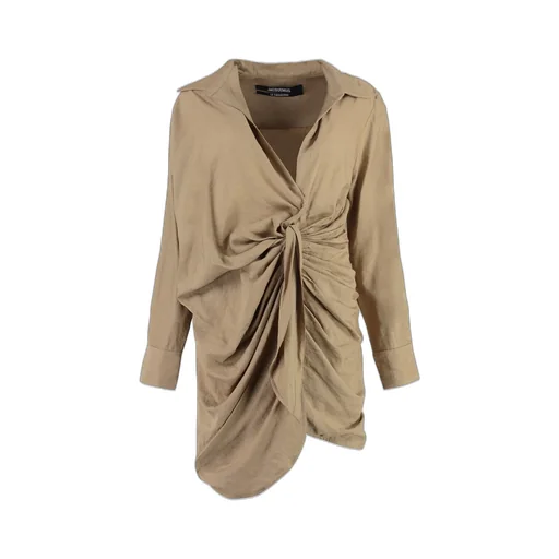 Draped Knot Shirt Dress