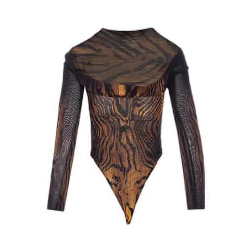 Tiger Print Mesh Bodysuit