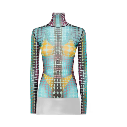 Mesh Turtleneck Top