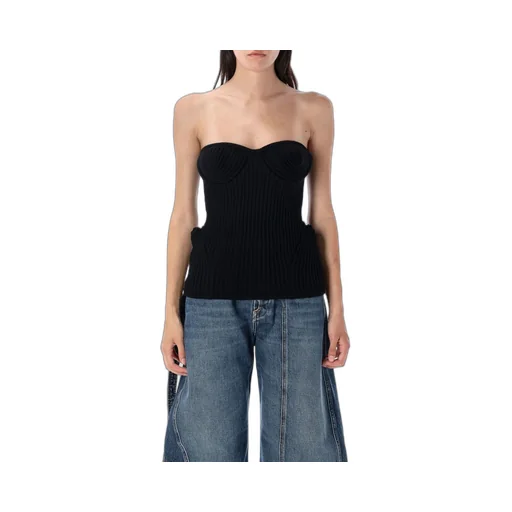 Ribbed Strapless Corset Top