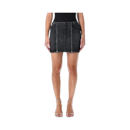 Denim Mini Skirt With Double Zippers