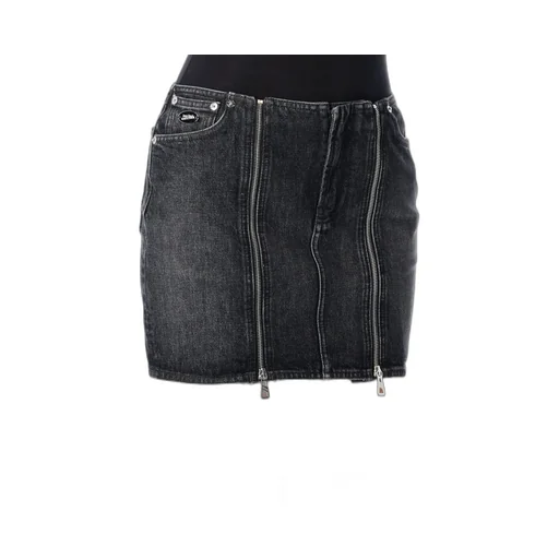 Denim Mini Skirt With Double Zippers