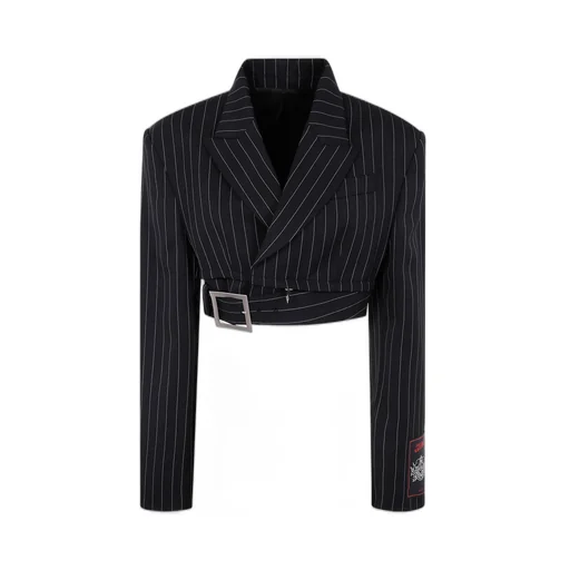 Cropped Blazer With Belt