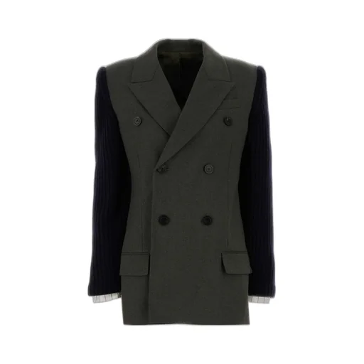Double-Breasted Blazer With Contrasting Sleeves