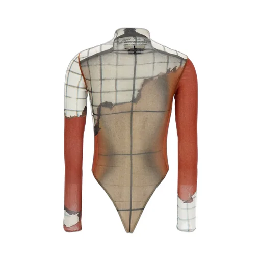Graphic Print Mesh Bodysuit