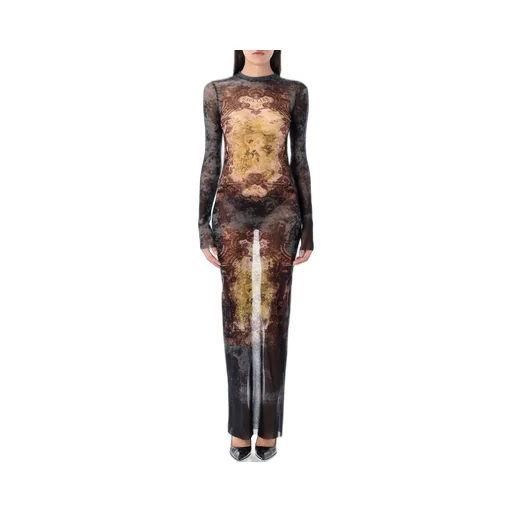Long Sleeve Mesh Maxi Dress