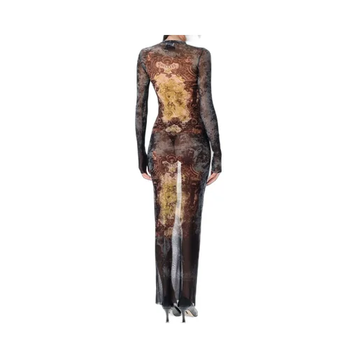 Long Sleeve Mesh Maxi Dress