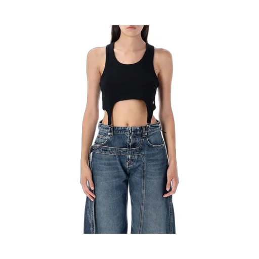 Ribbed Tank Top With Suspenders