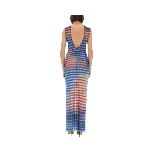 Striped Mesh Maxi Dress