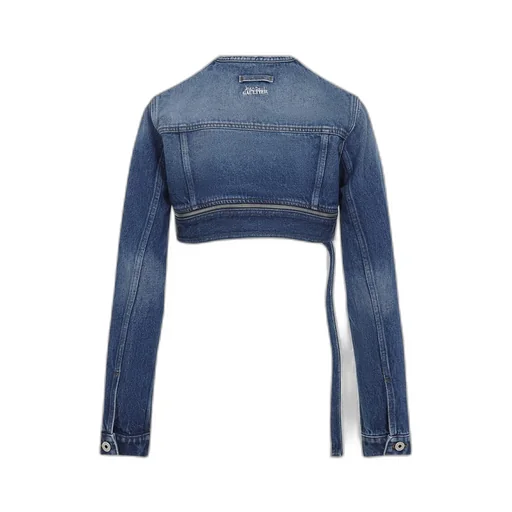 Cropped Denim Jacket With Belt