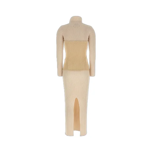 Ribbed Knit Dress With Corset Detail