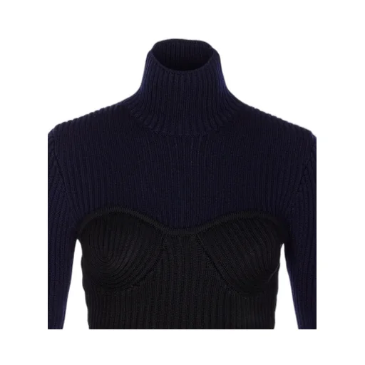 Ribbed Knit Turtleneck Corset Top
