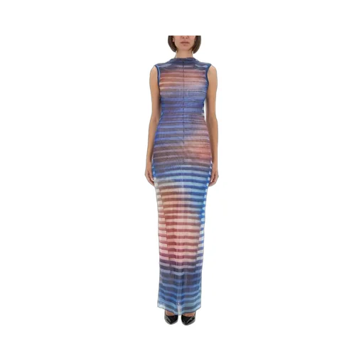 Striped Mesh Maxi Dress