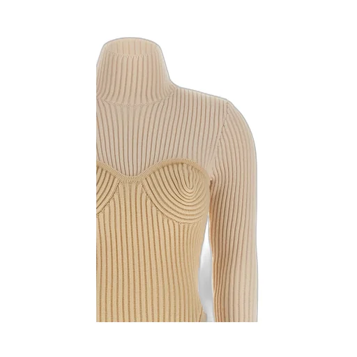 Ribbed Knit Dress With Corset Detail