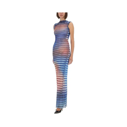 Striped Mesh Maxi Dress