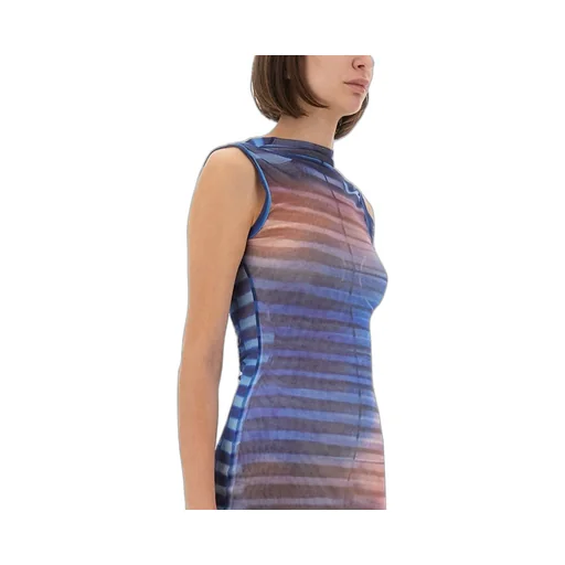 Striped Mesh Maxi Dress