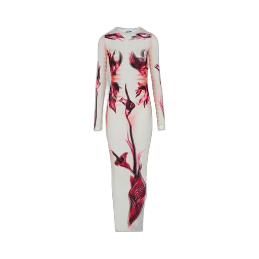 Printed Mesh Maxi Dress