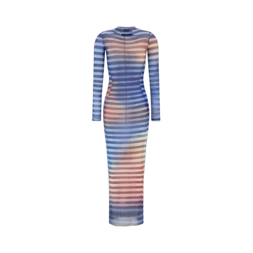 Striped Mesh Maxi Dress