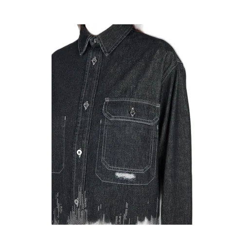 Denim Shirt With Rhinestone Embellishment