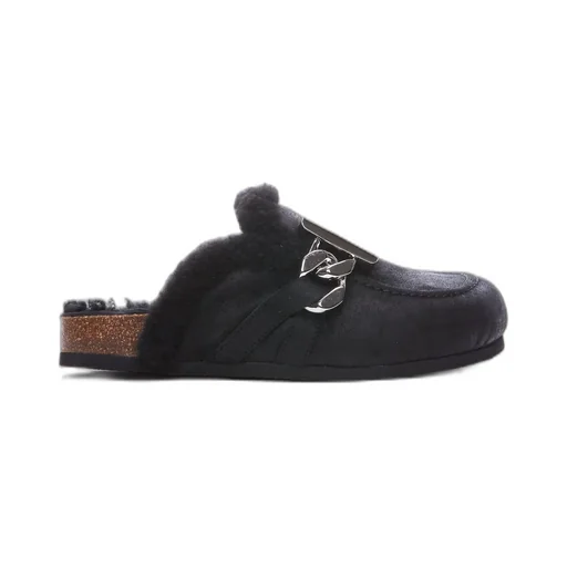 Clog With Shearling Lining And Chain Detail