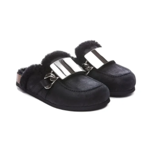 Clog With Shearling Lining And Chain Detail