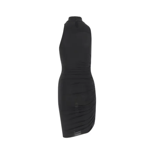 Sleeveless Mock Neck Ruched Dress
