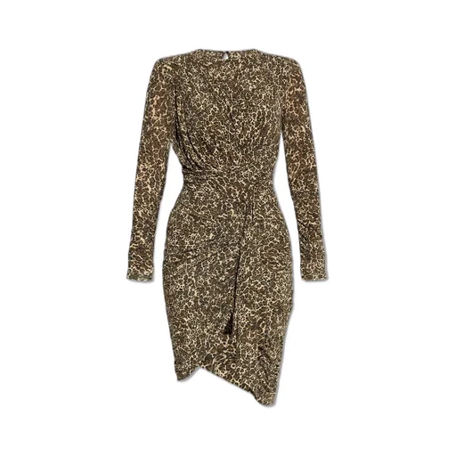 Ruched Leopard Print Mini Dress