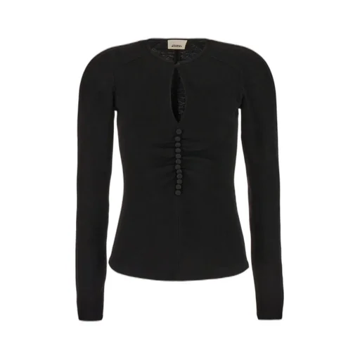 Long-Sleeved Top With Keyhole Neckline