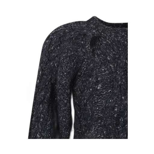 Cable Knit Sweater With Cut-Out Shoulders