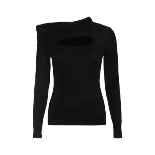 Asymmetrical Cutout Turtleneck Top