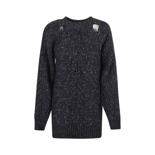 Cable Knit Sweater With Cut-Out Shoulders