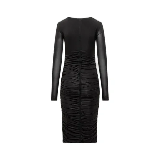 Ruched Mesh Midi Dress