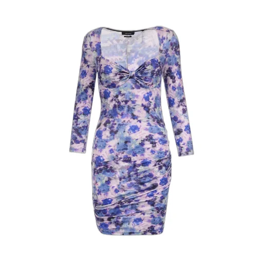 Ruched Floral Print Mini Dress