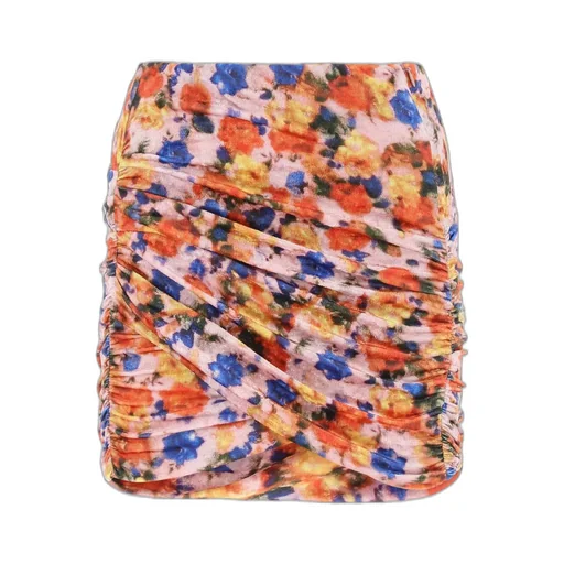 Ruched Floral Mini Skirt