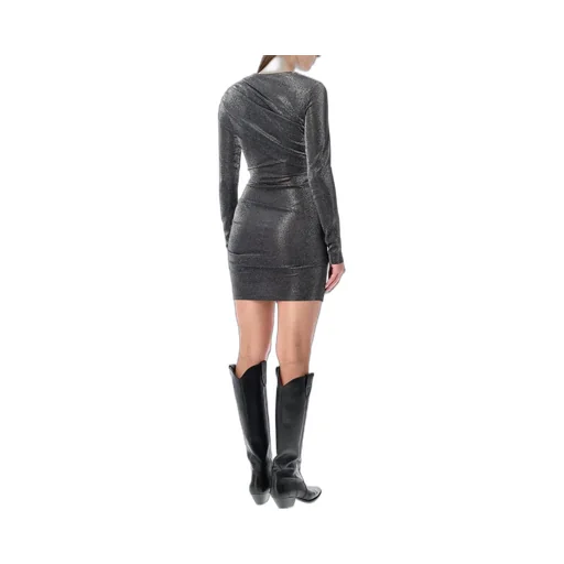 Ruched Metallic Mini Dress