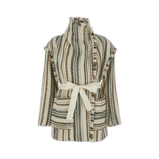 Striped Jacket With Belt