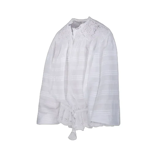 Blouse With Lace And Ruffle Detail