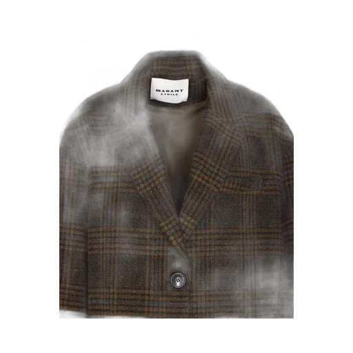 Checked Wool Blend Coat