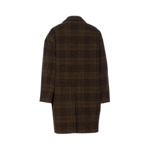 Checked Wool Blend Coat