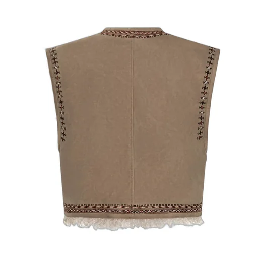 Embroidered Suede Vest