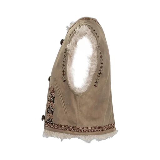 Embroidered Suede Vest