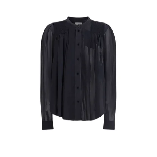 Sheer Blouse With Smocked Yoke