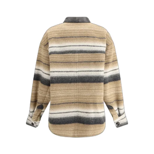 Striped Wool Blend Shirt Jacket