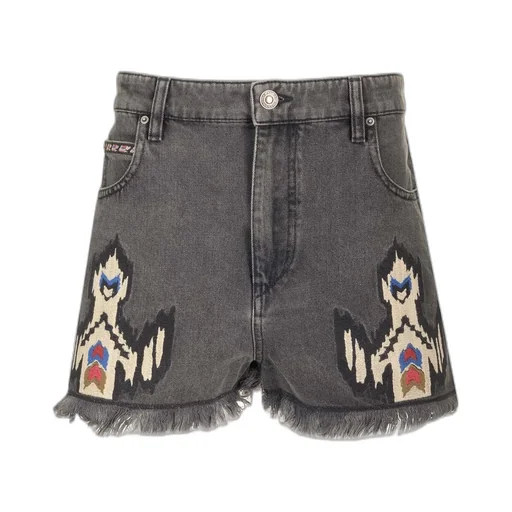 Denim Shorts With Embroidery