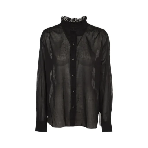 Sheer Ruffle Neck Blouse