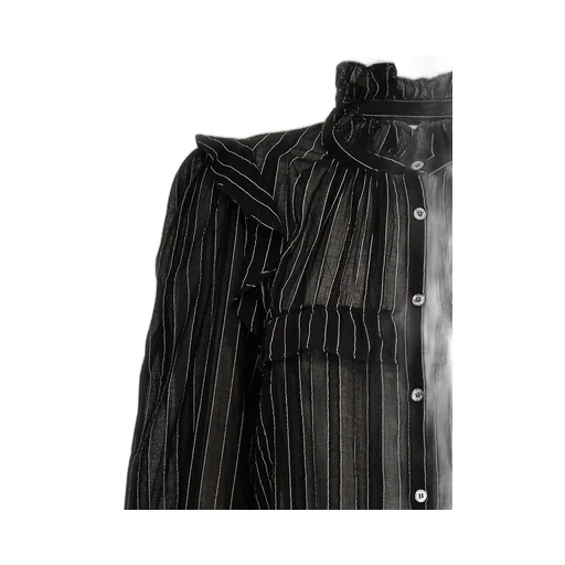 Striped Ruffle High Neck Blouse