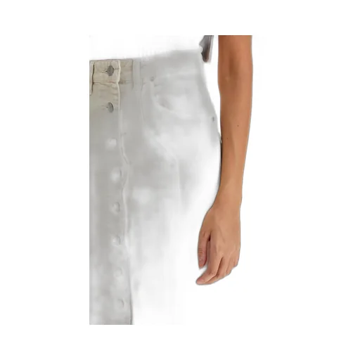 Button-Front Denim Midi Skirt