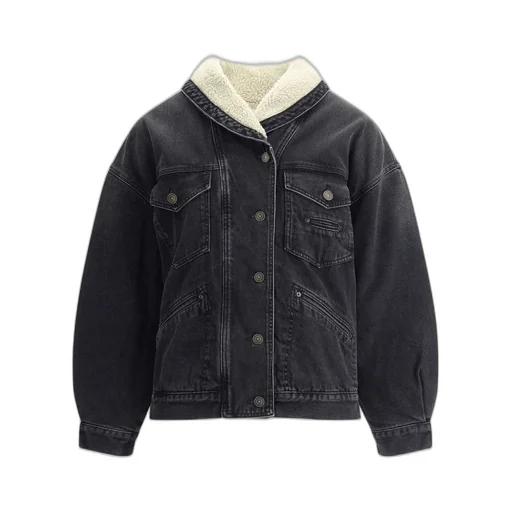 Denim Jacket With Shearling Collar