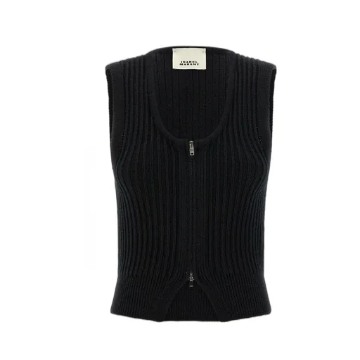 Ribbed Knit Zip Vest