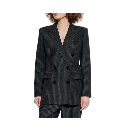 Double-Breasted Pinstripe Blazer